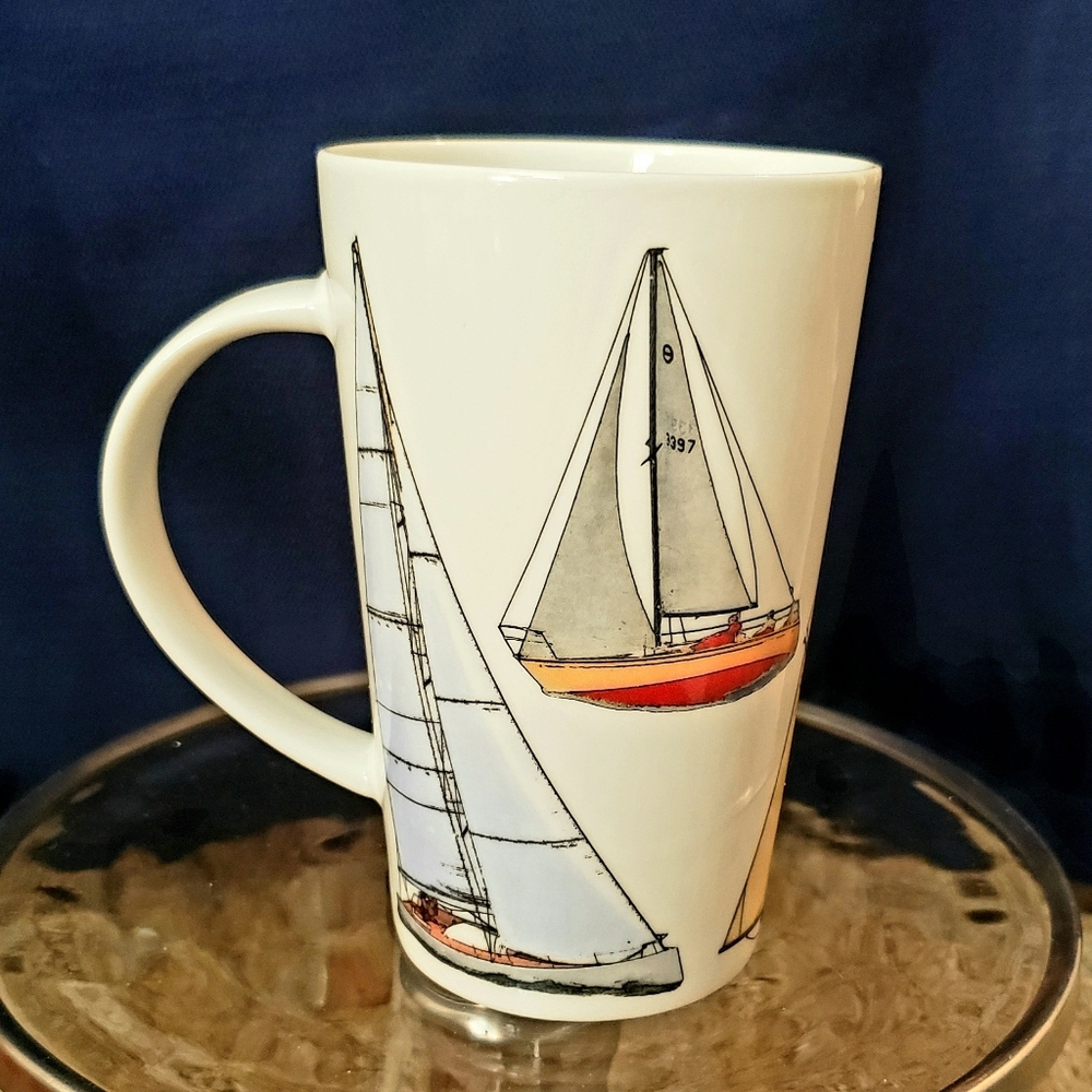 Mug Fine China Tall Latte Mug Racing Yachts